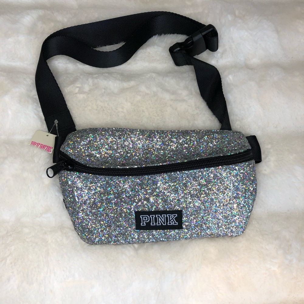 VsPiNK Glitter Fanny pack Bum Bag . Zipper pocket with adjustable waist.